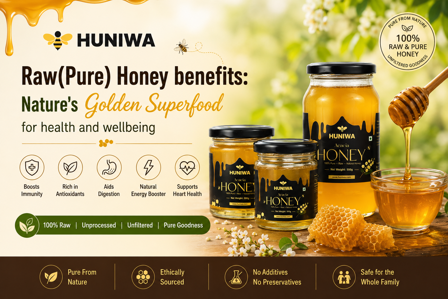 Raw(Pure) Honey benefits: Nature's Golden Superfood for health and wellbeing