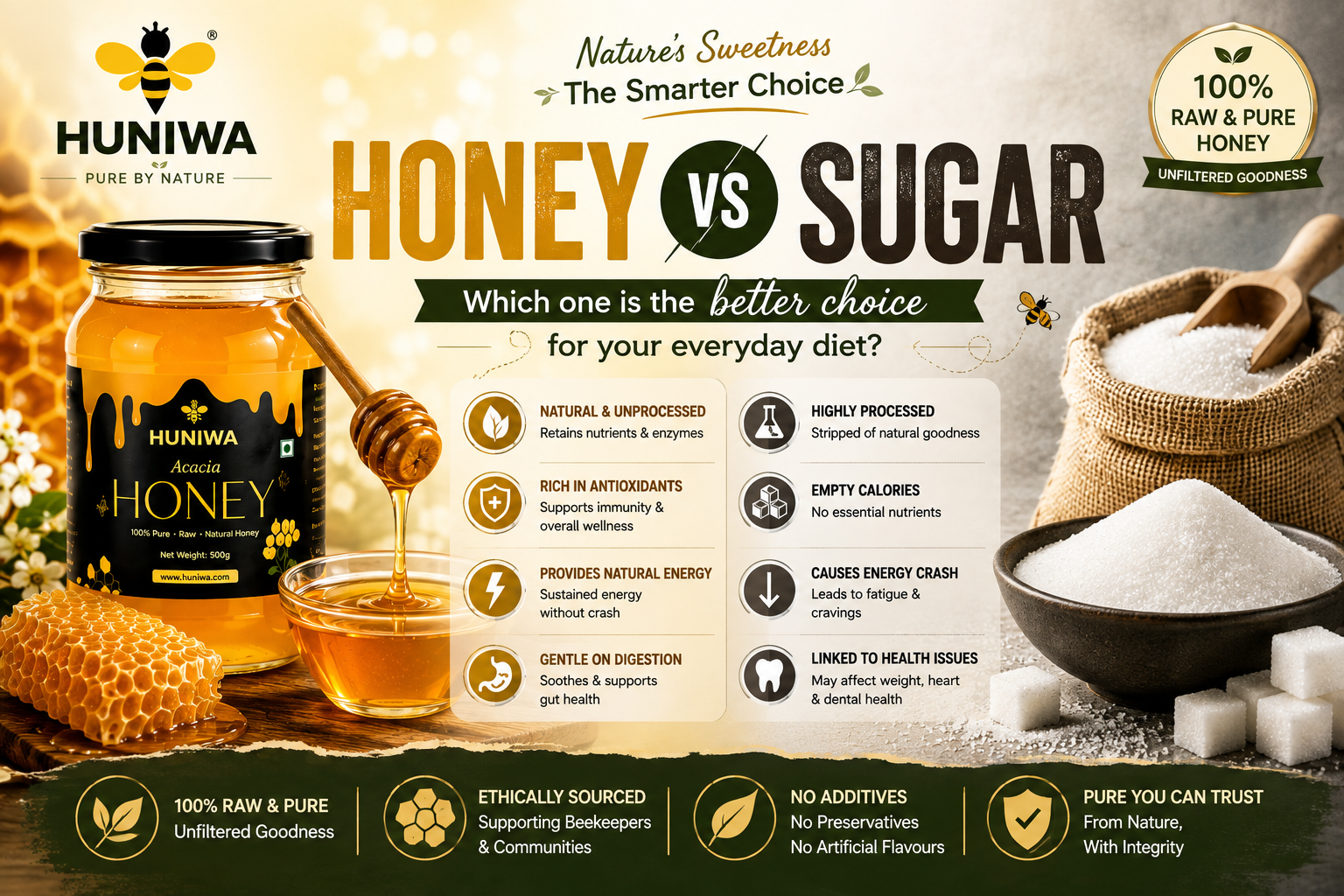 Honey vs Sugar: Which one is the better choice for your everyday diet?