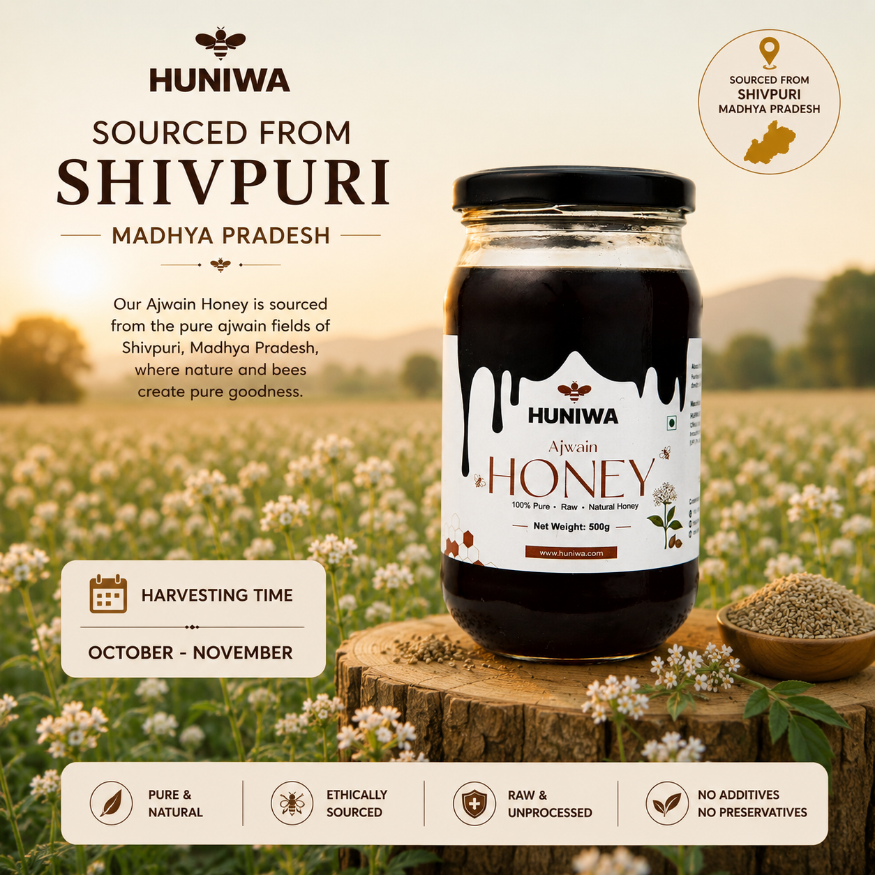 Ajwain Flora Honey | Raw Ajwain Farm Honey